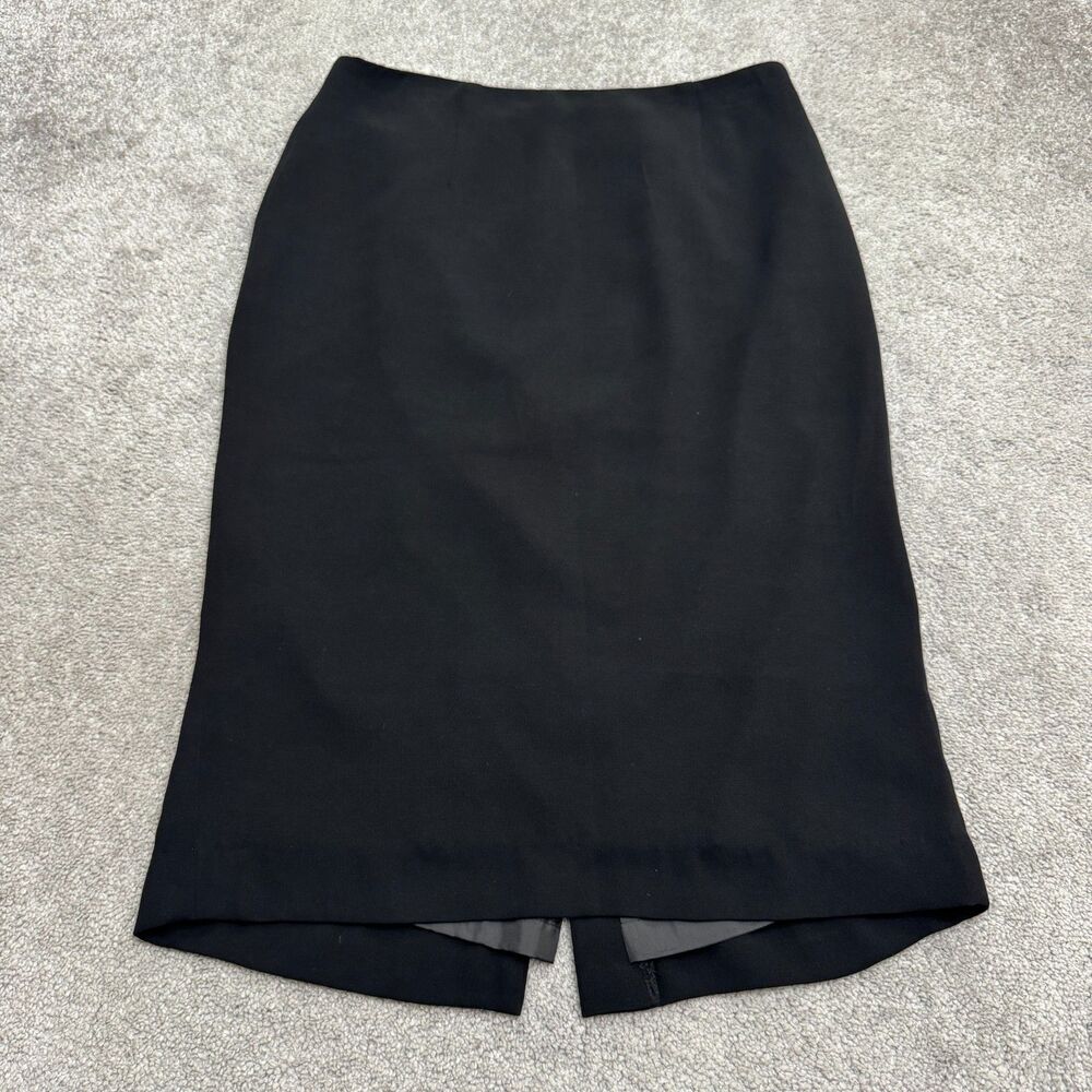 Laura Scott Lined Straight Pencil Midi Skirt Women 16P Black Back Vent Career